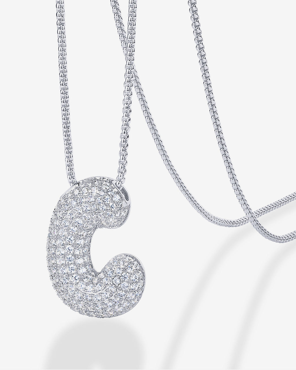 Sparkling Bubble Letter Pendant Necklace