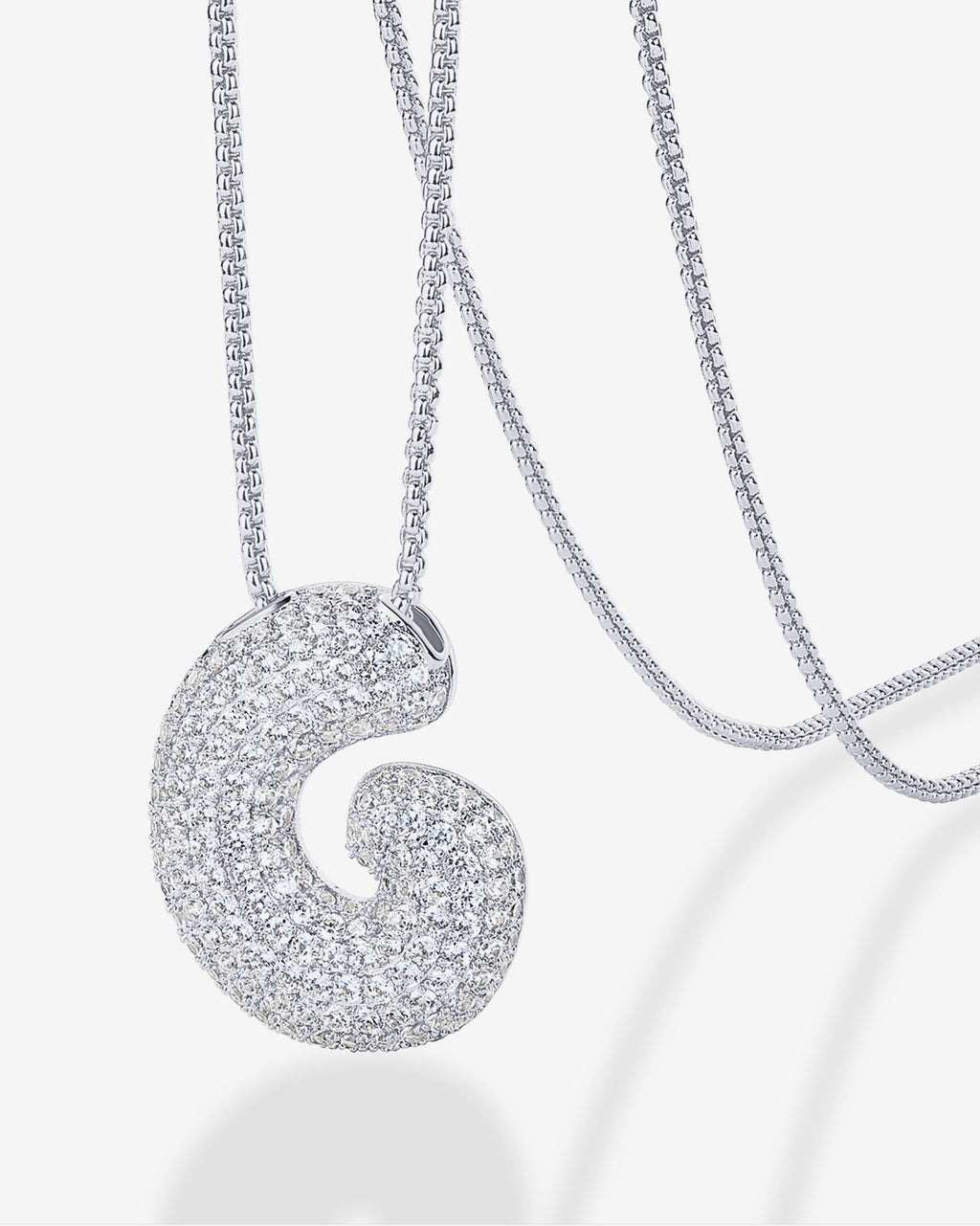 Sparkling Bubble Letter Pendant Necklace