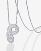 Sparkling Bubble Letter Pendant Necklace