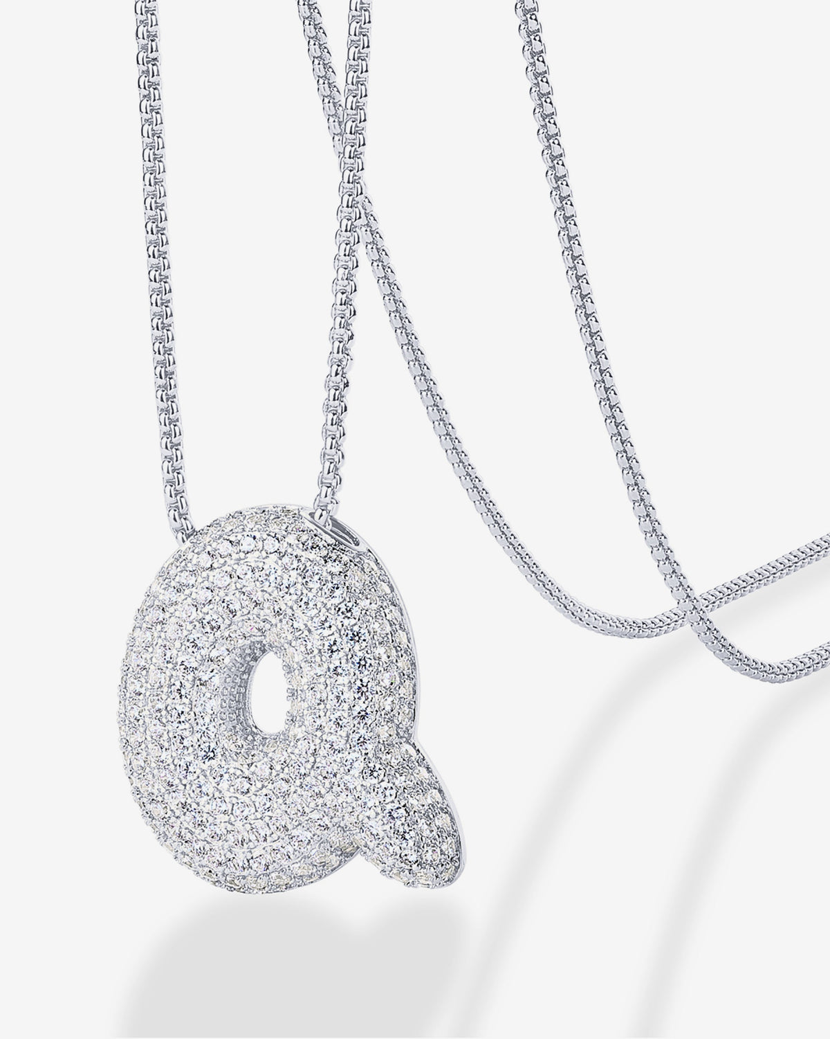 Sparkling Bubble Letter Pendant Necklace