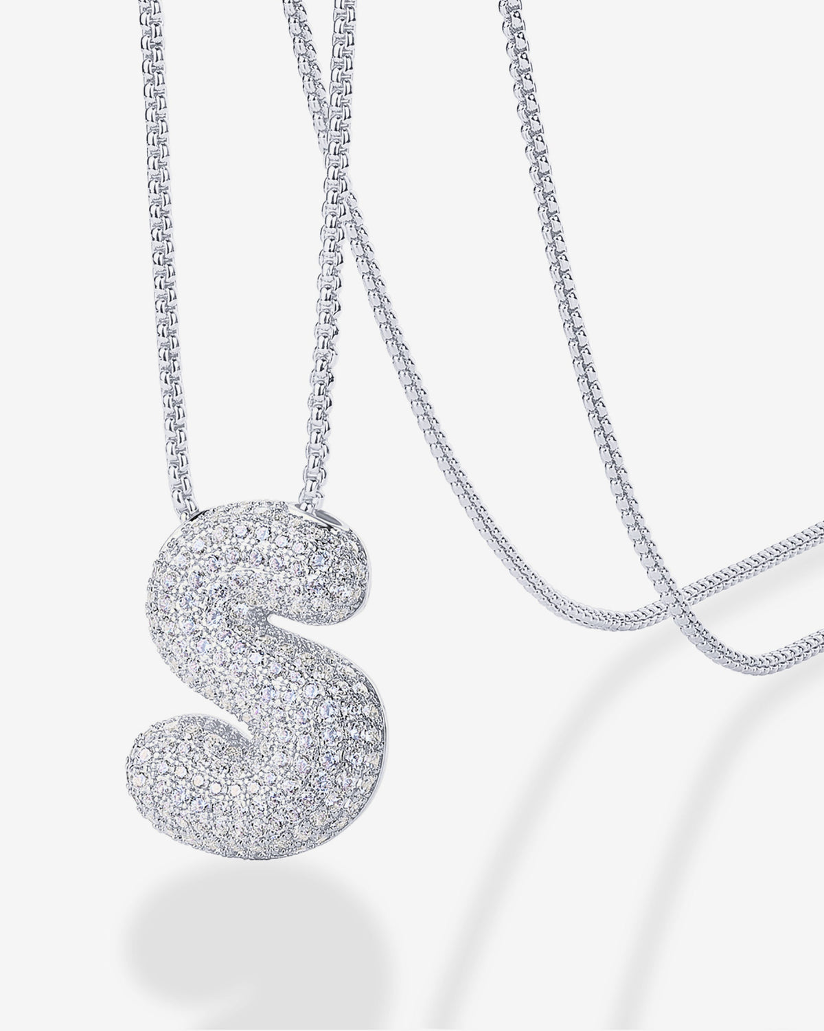 Sparkling Bubble Letter Pendant Necklace