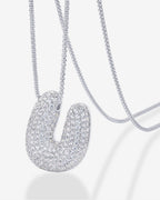 Sparkling Bubble Letter Pendant Necklace