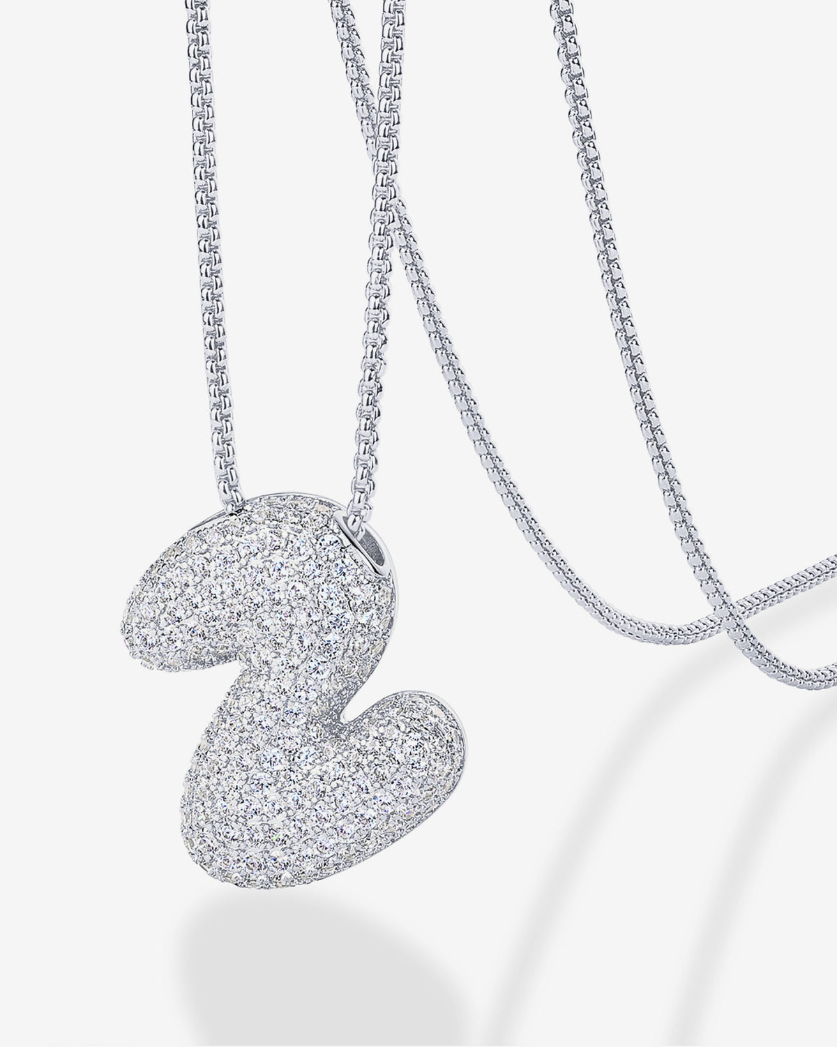 Sparkling Bubble Letter Pendant Necklace