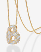 Sparkling Bubble Letter Pendant Necklace