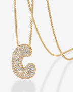 Sparkling Bubble Letter Pendant Necklace