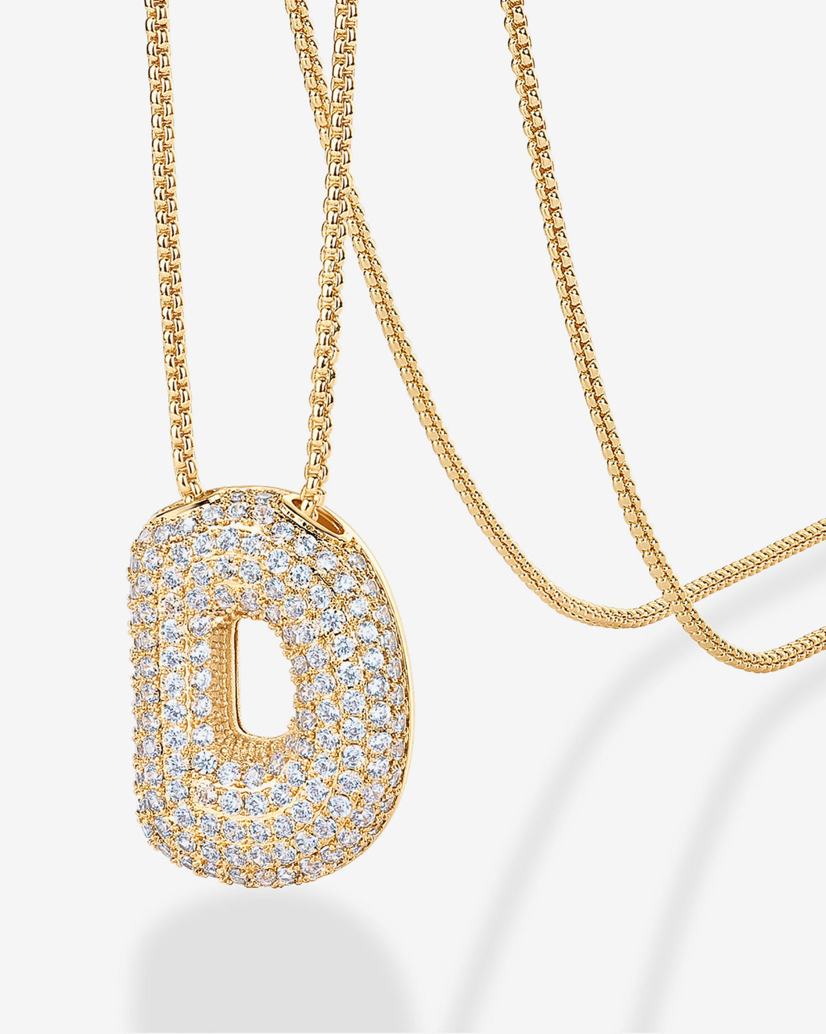 Sparkling Bubble Letter Pendant Necklace