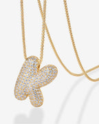 Sparkling Bubble Letter Pendant Necklace