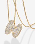 Sparkling Bubble Letter Pendant Necklace