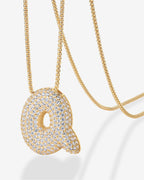 Sparkling Bubble Letter Pendant Necklace