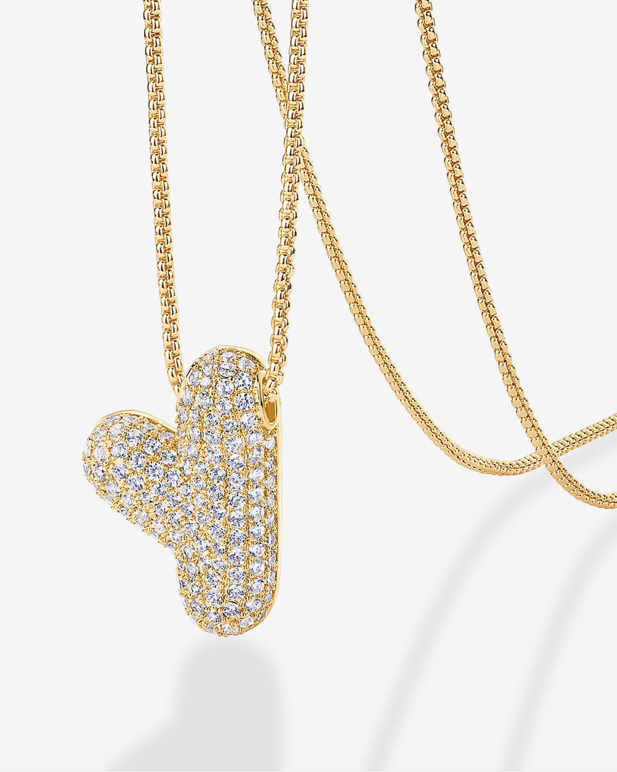 Sparkling Bubble Letter Pendant Necklace