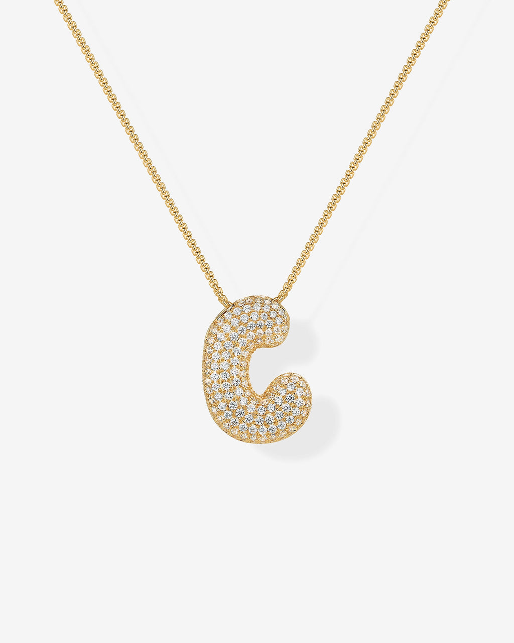 Sparkling Bubble Letter Pendant Necklace