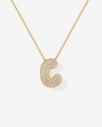 Sparkling Bubble Letter Pendant Necklace