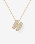 Sparkling Bubble Letter Pendant Necklace