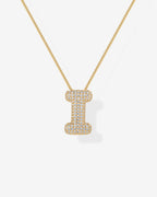 Sparkling Bubble Letter Pendant Necklace