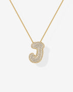 Sparkling Bubble Letter Pendant Necklace