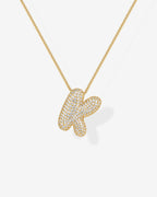 Sparkling Bubble Letter Pendant Necklace