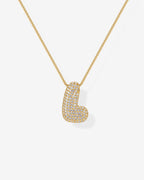 Sparkling Bubble Letter Pendant Necklace