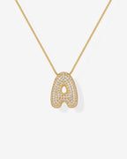 Sparkling Bubble Letter Pendant Necklace