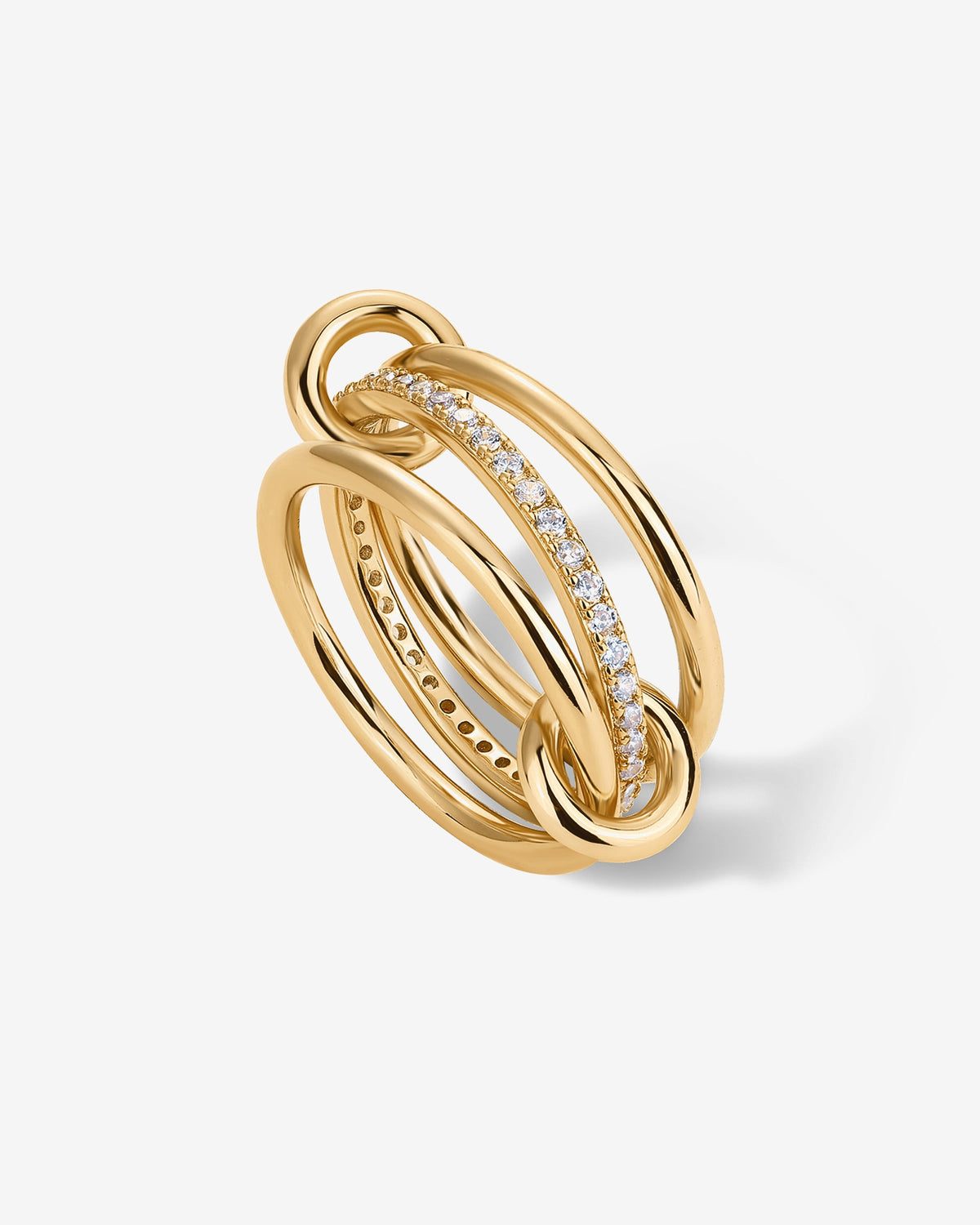 Interlocked Stack-and-Shine Statement Ring