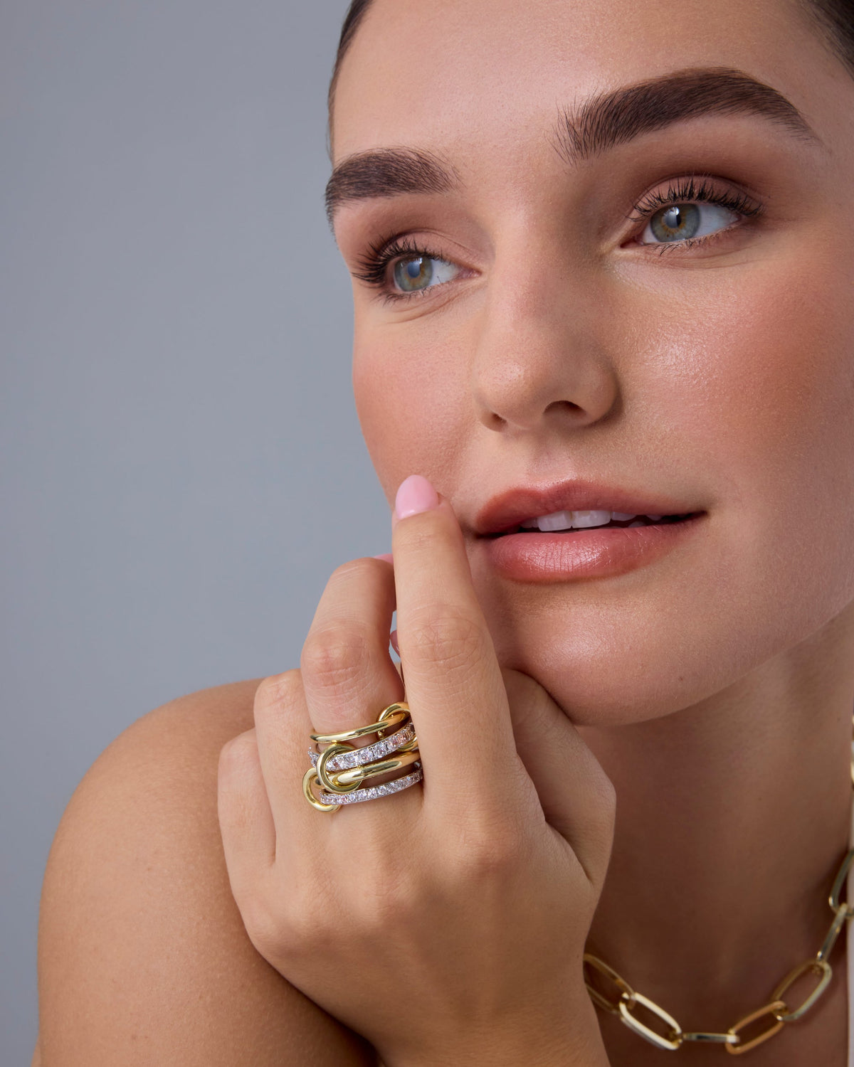 Interlocked Mixed-Metal Shine Statement Ring