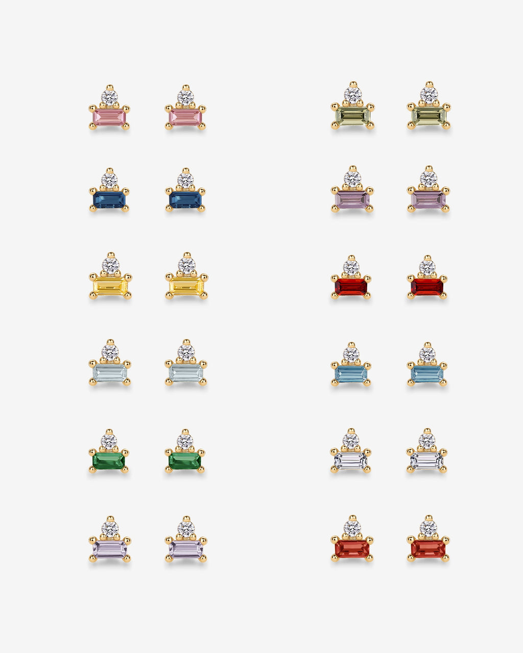 Two-Tone Gemstone Studs
