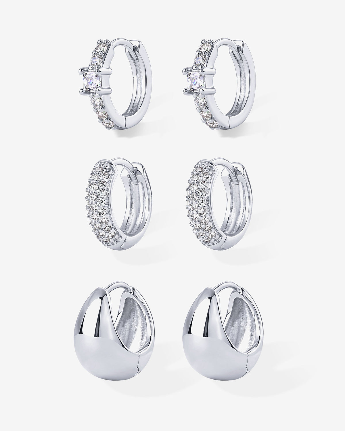 Huggie and Hoop CZ Trio