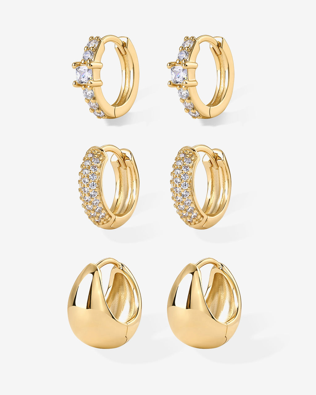 Huggie and Hoop CZ Trio