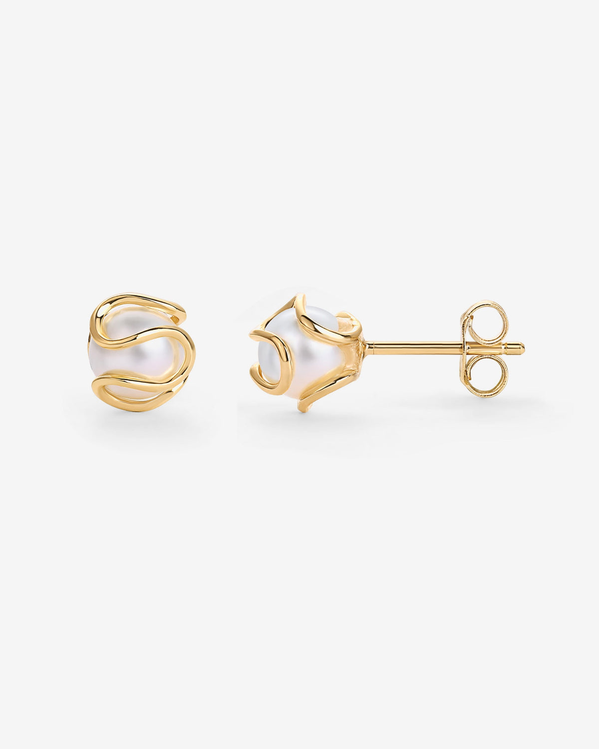 Caged Pearl Studs