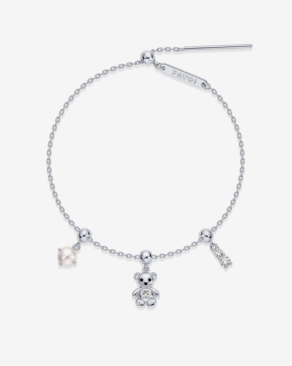 Charm Me Baby Bear & Pearl Charm Bracelet Set