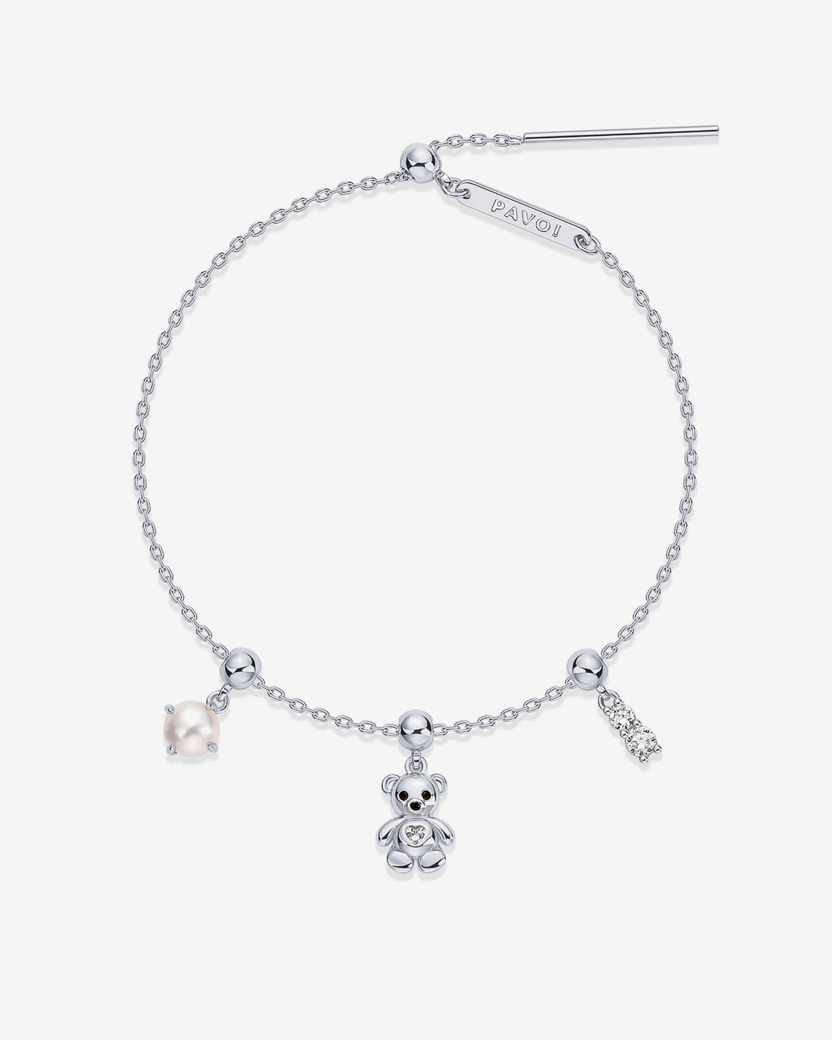 Charm Me Baby Bear & Pearl Charm Bracelet Set