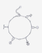 Lucky Girl Charm Twisted Bar Link Chain Bracelet Set