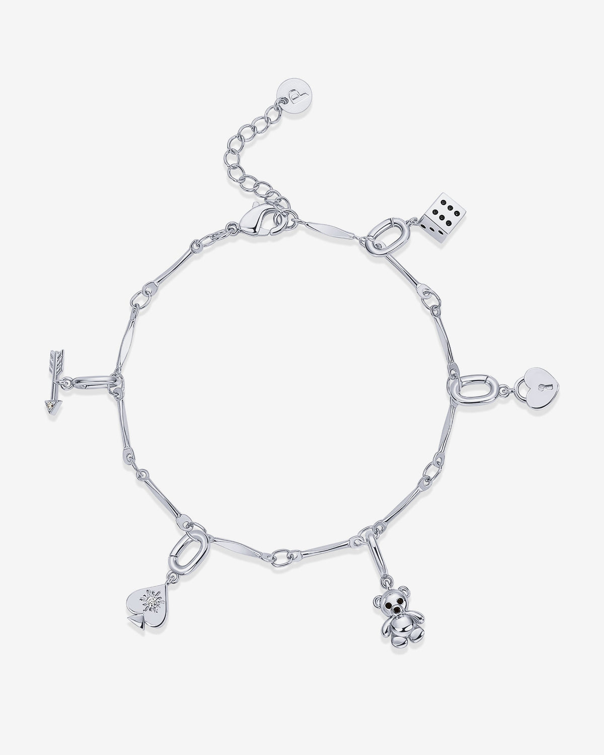 Lucky Girl Charm Twisted Bar Link Chain Bracelet Set