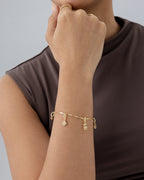 Lucky Girl Charm Twisted Bar Link Chain Bracelet Set