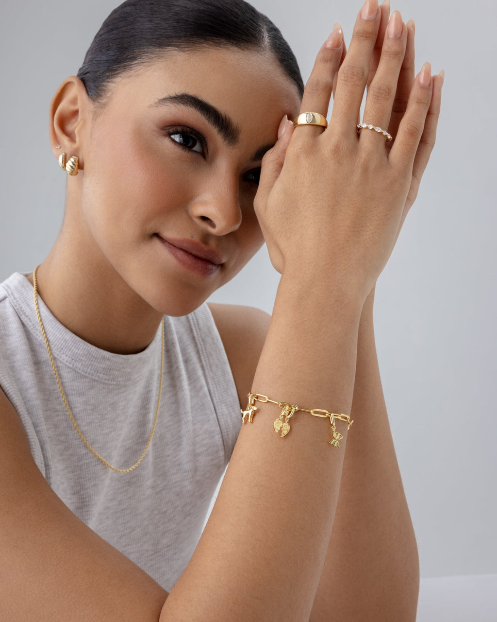 Cherished Connections Charm Paperclip Bracelet Set