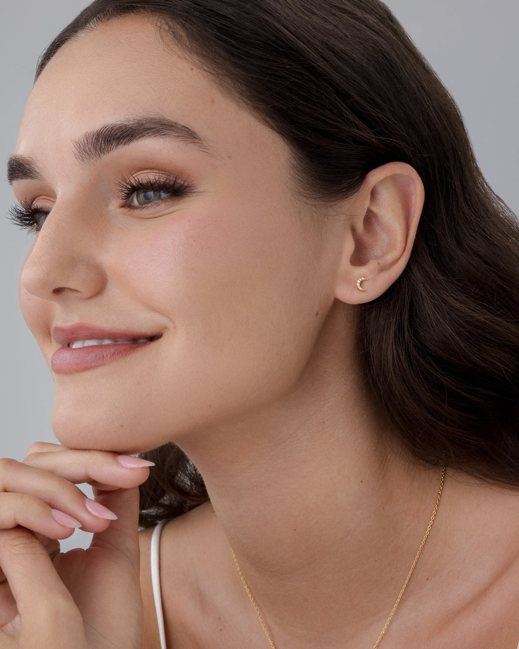 Crescent Moon Flat Back Earrings