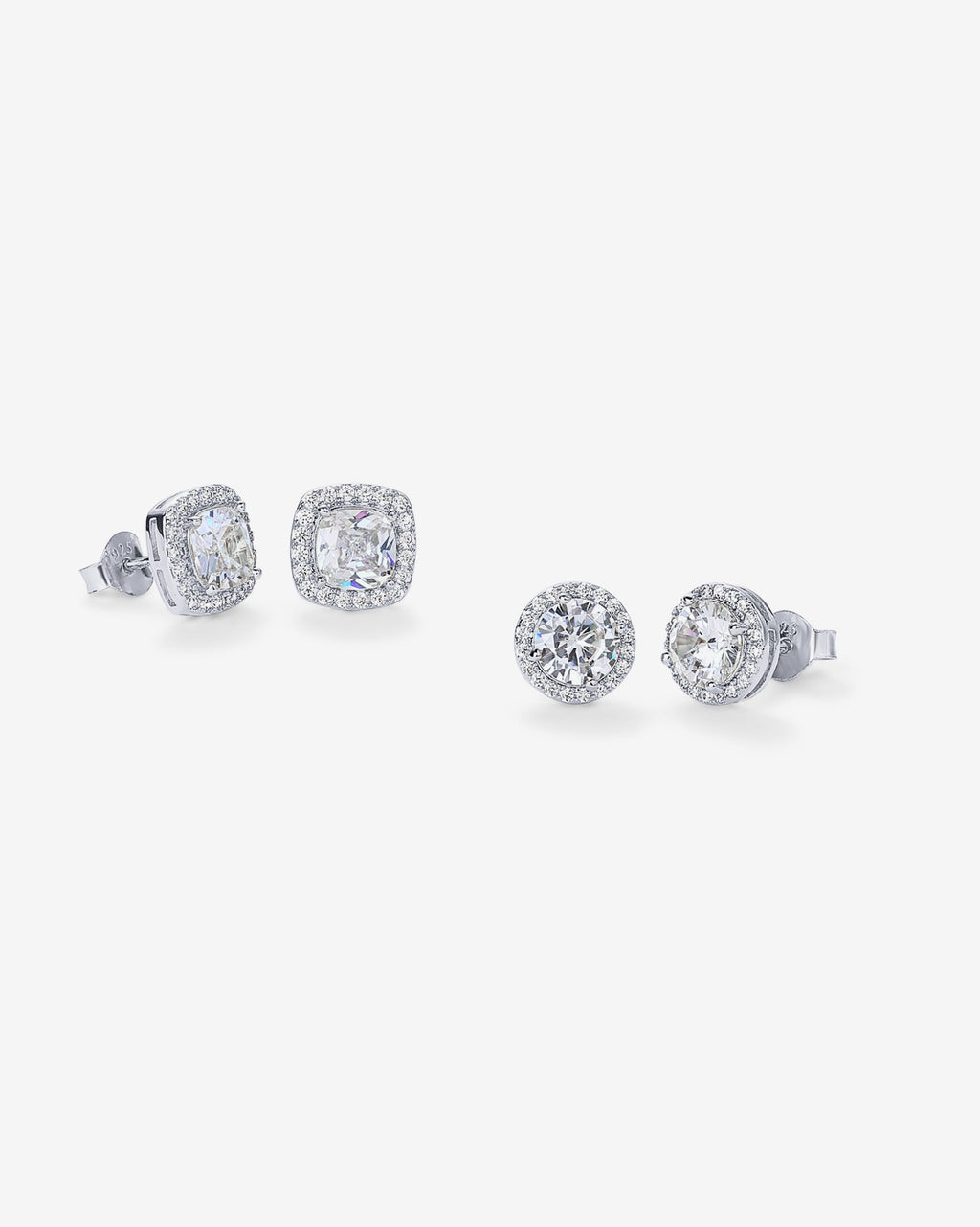 Cubic Zirconia Halo Stud Earring Pack