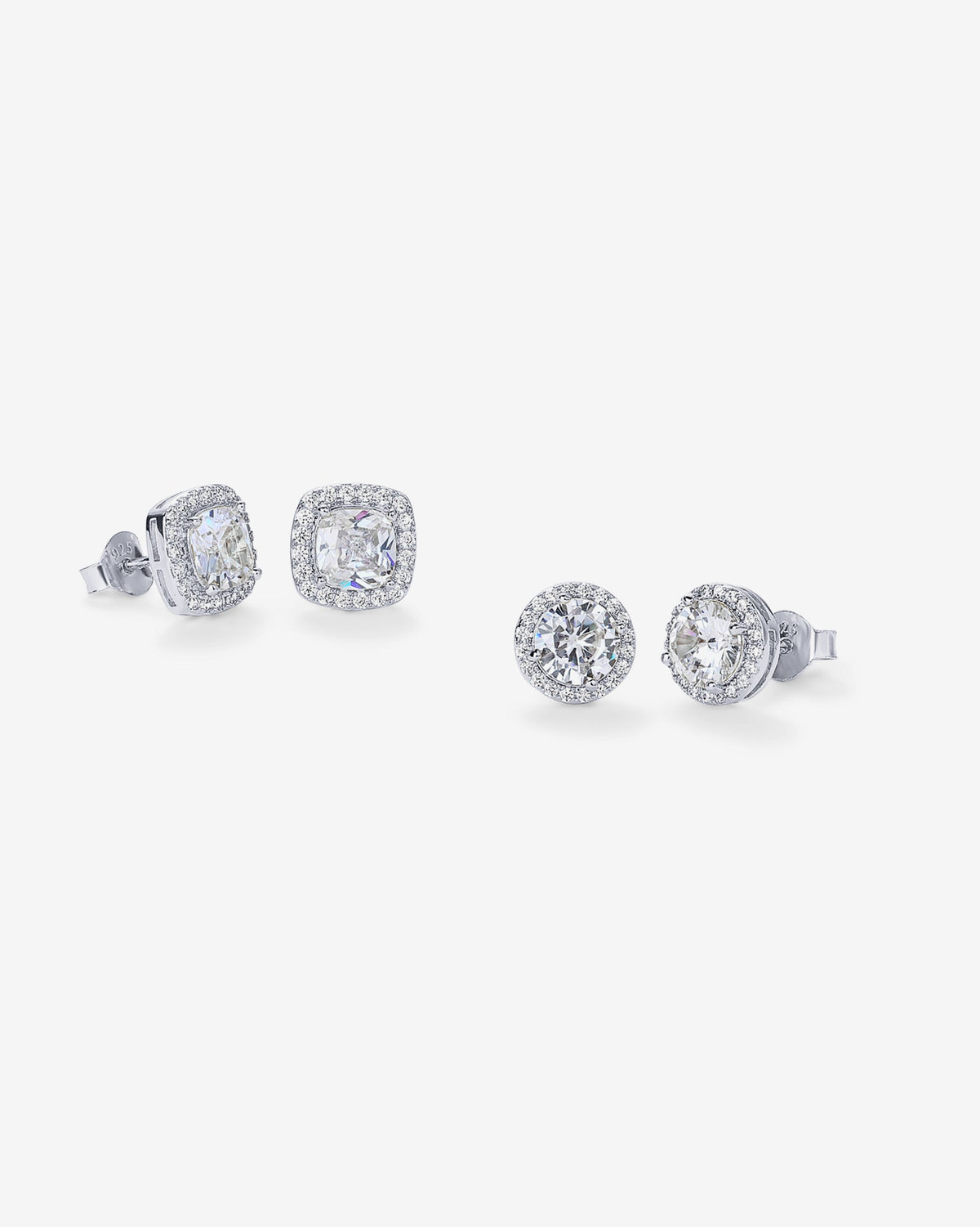 Cubic Zirconia Halo Stud Earring Pack