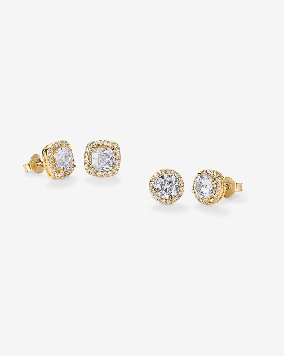 Cubic Zirconia Halo Stud Earring Pack