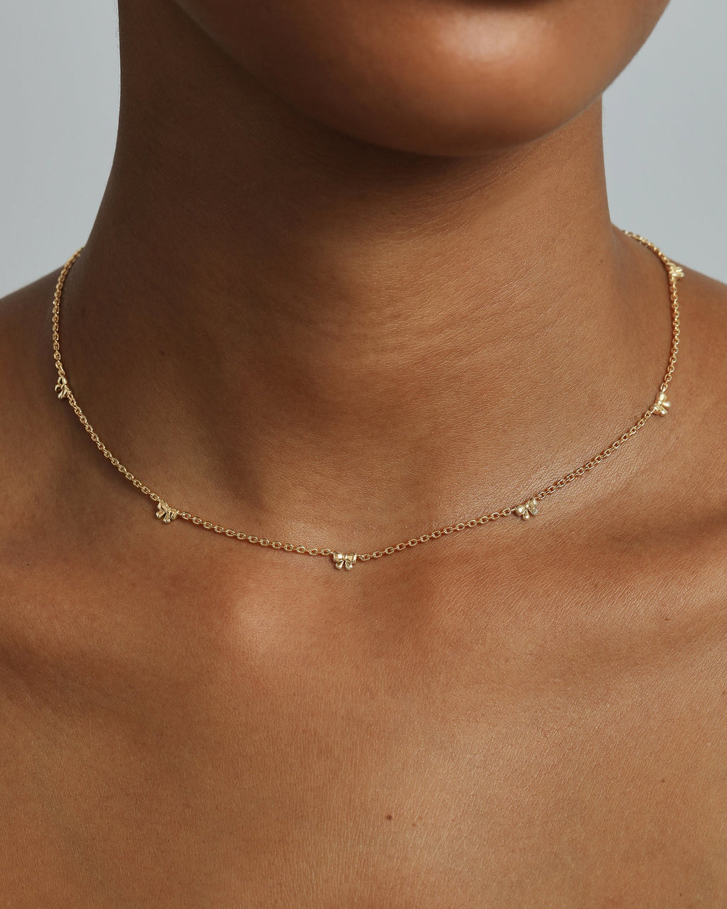 Tiny Bow Station Necklace