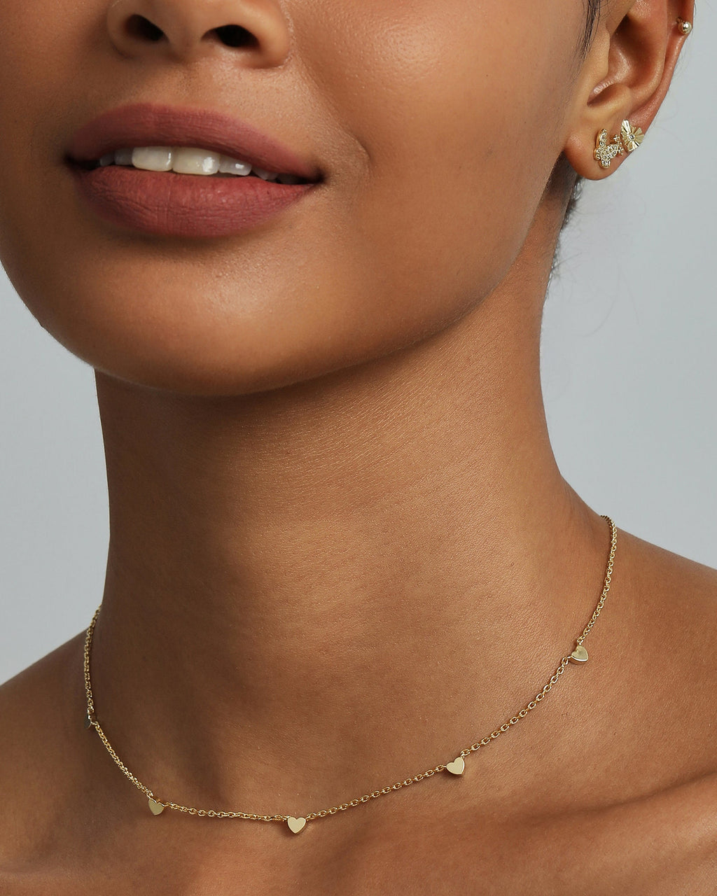 Tiny Heart Station Necklace