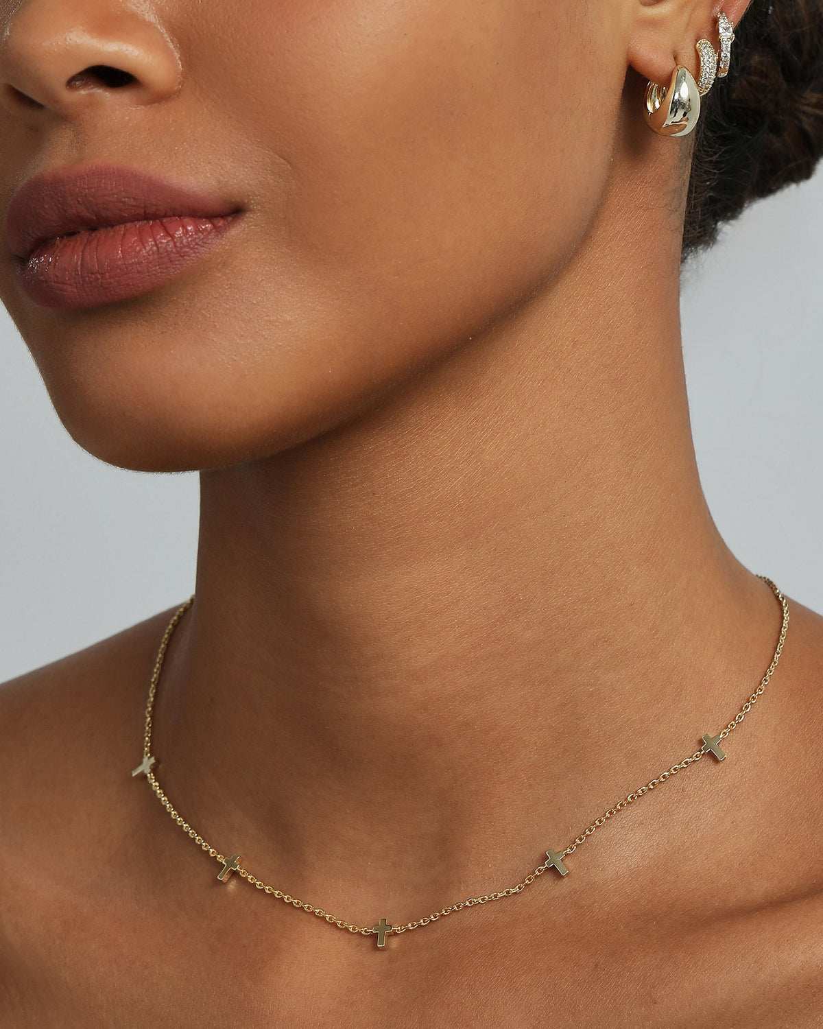 Tiny Cross Station Necklace
