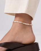 Gold and Freshwater Pearl Bead Anklet