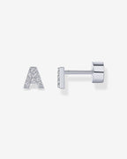 Initial Letter CZ Flatback Earrings