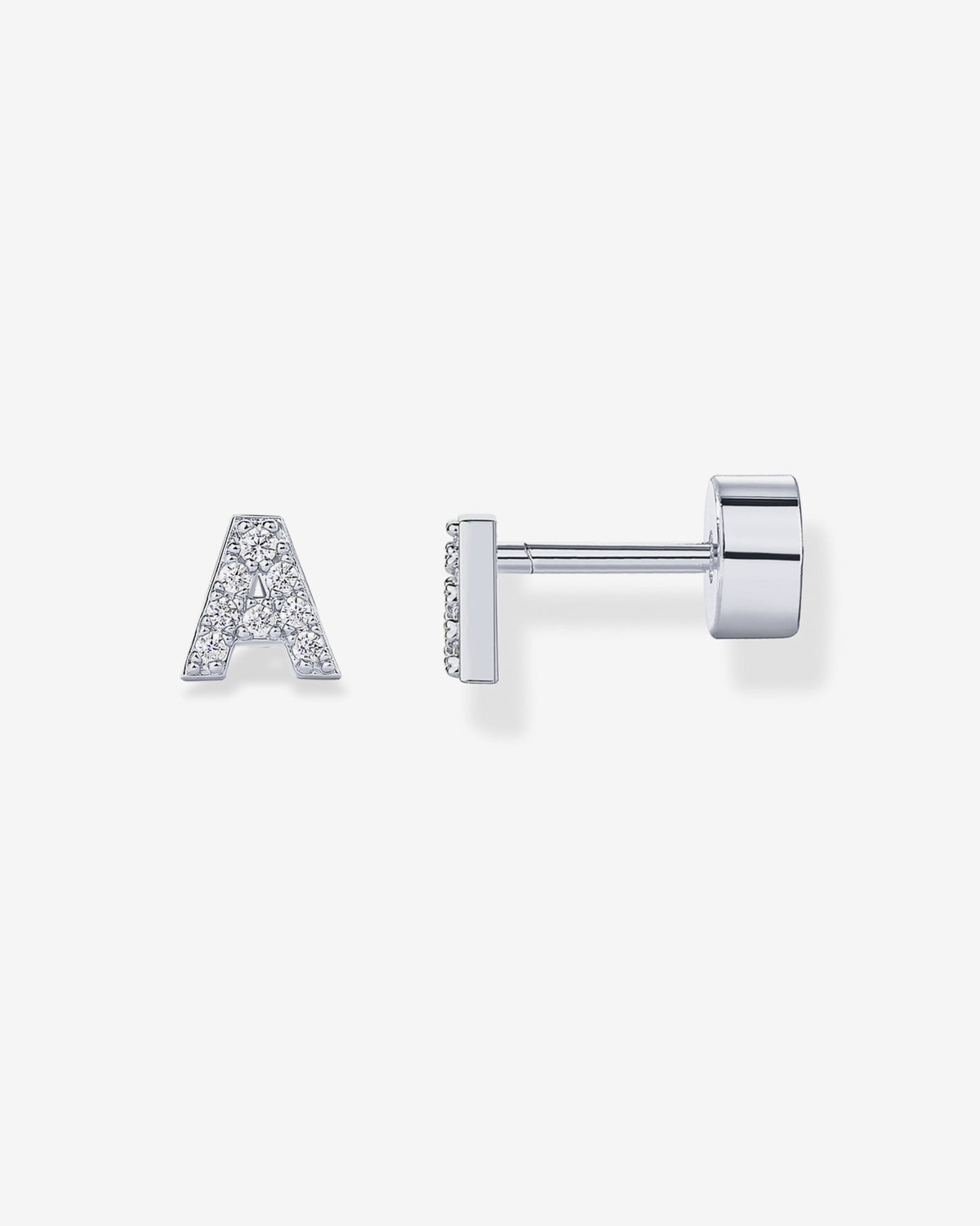 Initial Letter CZ Flatback Earrings