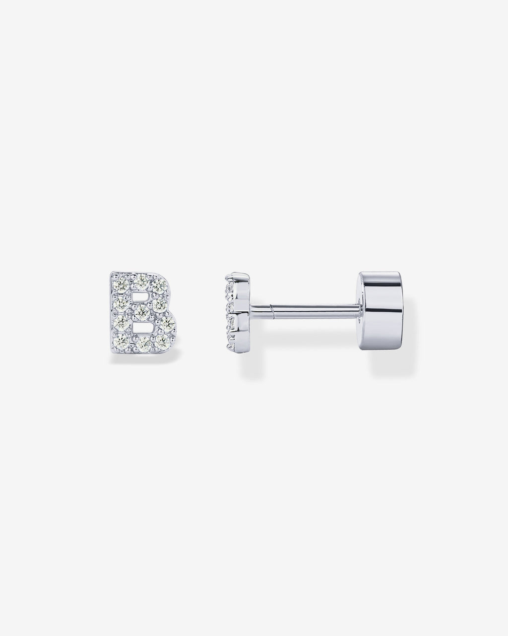 Initial Letter CZ Flatback Earrings