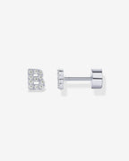 Initial Letter CZ Flatback Earrings