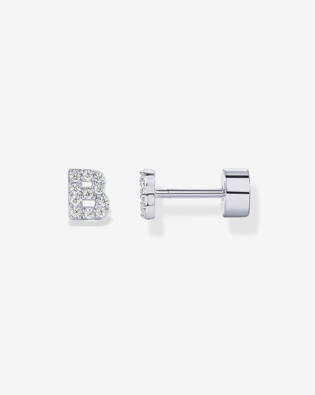 Initial Letter CZ Flatback Earrings
