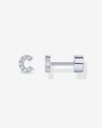 Initial Letter CZ Flatback Earrings