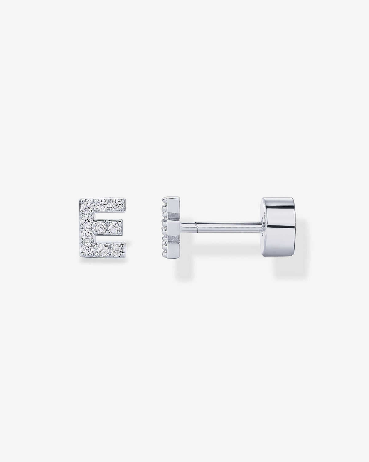 Initial Letter CZ Flatback Earrings