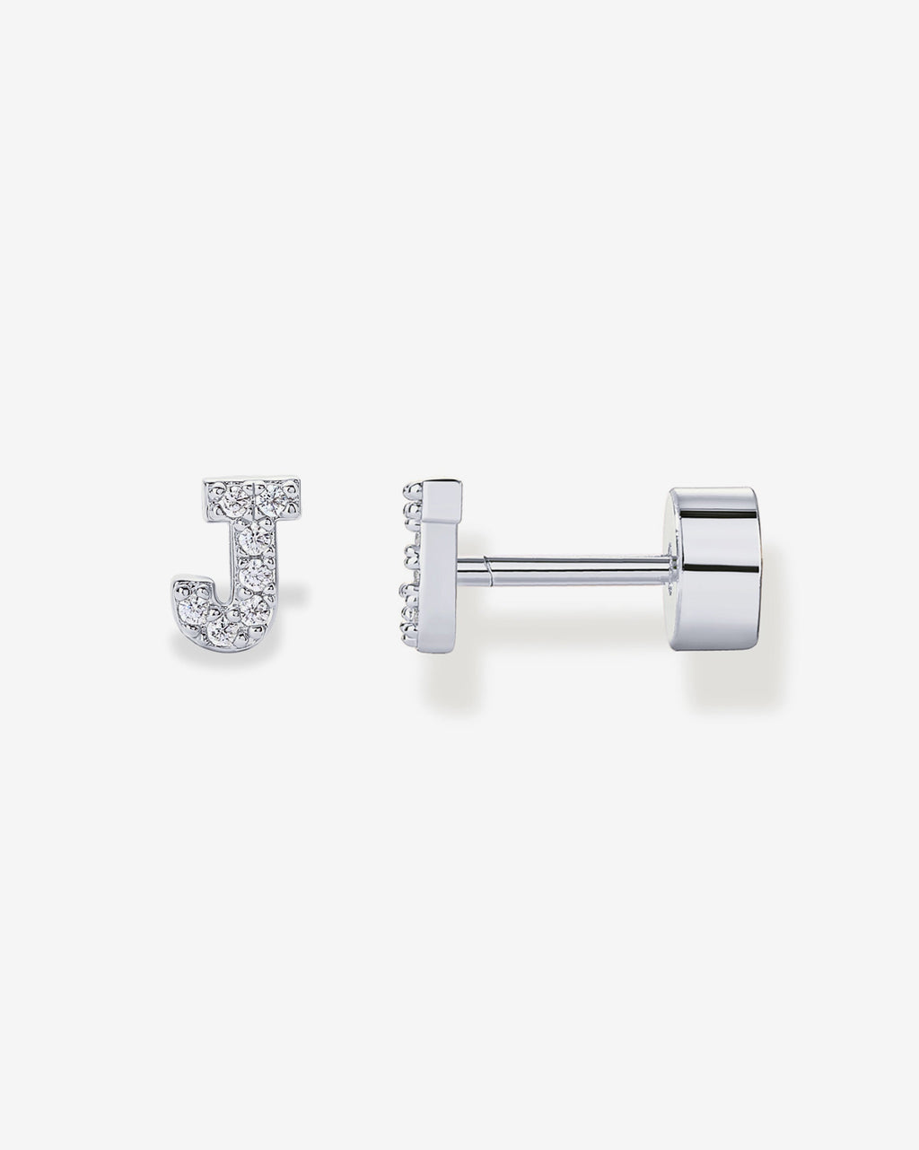 Initial Letter CZ Flatback Earrings